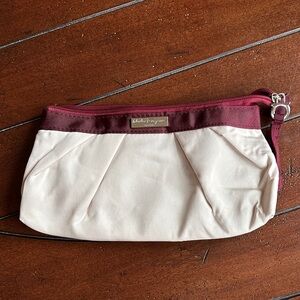Salvatore Ferragamo Cream and Burgundy Clutch / toiletries bag.  Alitalia.
